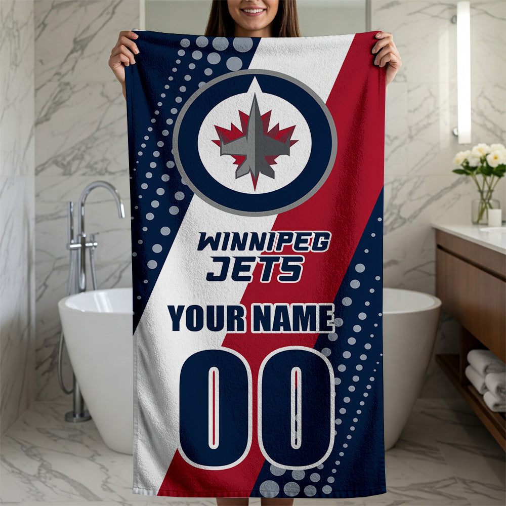 LIMITED EDITION - NEW CUSTOMIZED NHL21 WPJ WINNIPEG JETS BEACH & BATH TOWEL