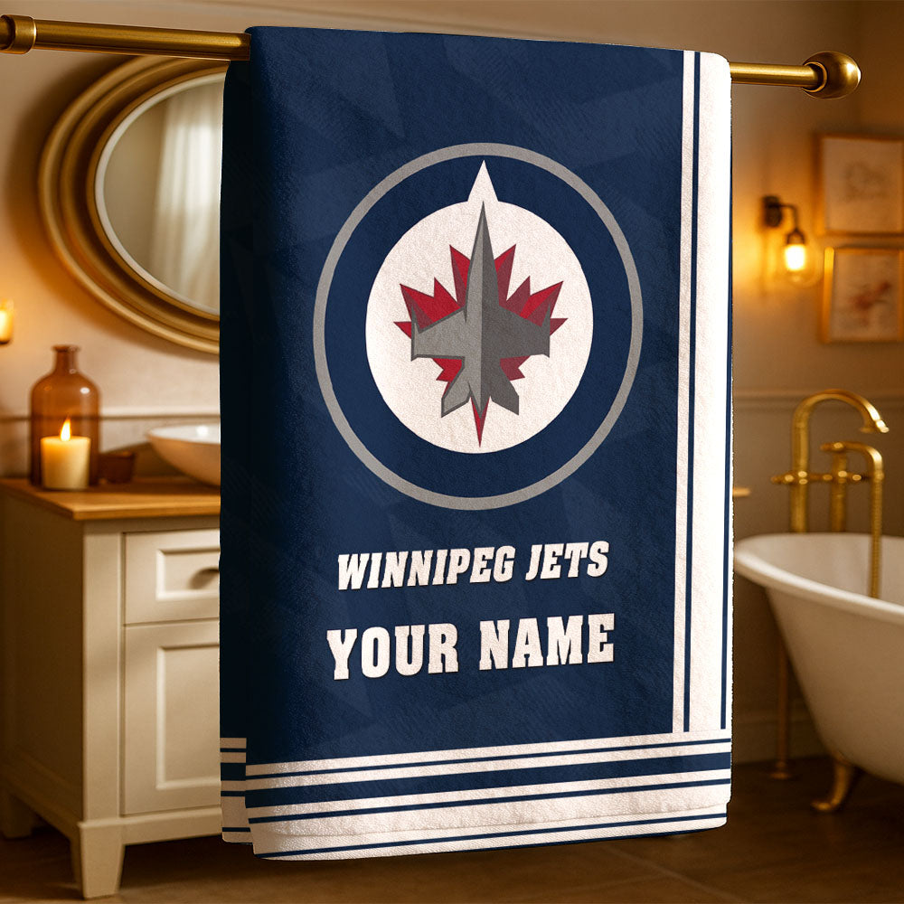 LIMITED EDITION - NEW CUSTOMIZED NHL21 WPJ WINNIPEG JETS BEACH & BATH TOWEL