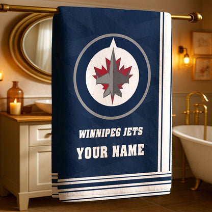 LIMITED EDITION - NEW CUSTOMIZED NHL21 WPJ WINNIPEG JETS BEACH & BATH TOWEL