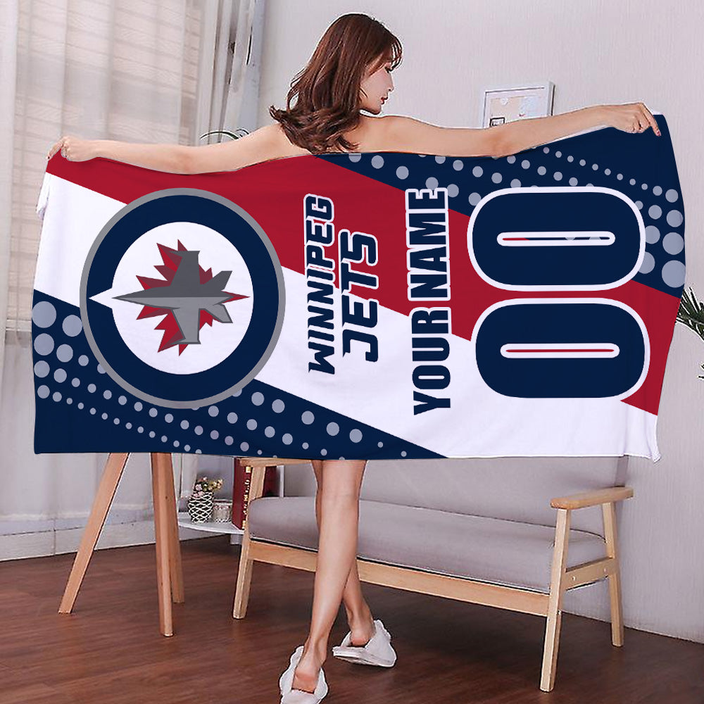 LIMITED EDITION - NEW CUSTOMIZED NHL21 WPJ WINNIPEG JETS BEACH & BATH TOWEL