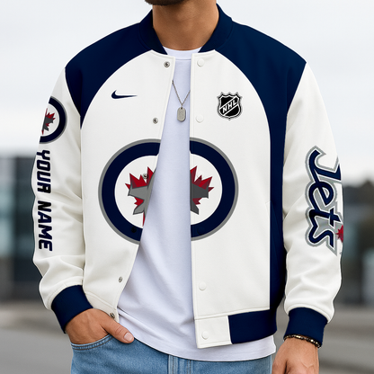 LIMITED EDITION - NEW CUSTOMIZED NHL21 WPJ WINNIPEG JETS SATIN VARSITY JACKET & BASEBALL JACKET