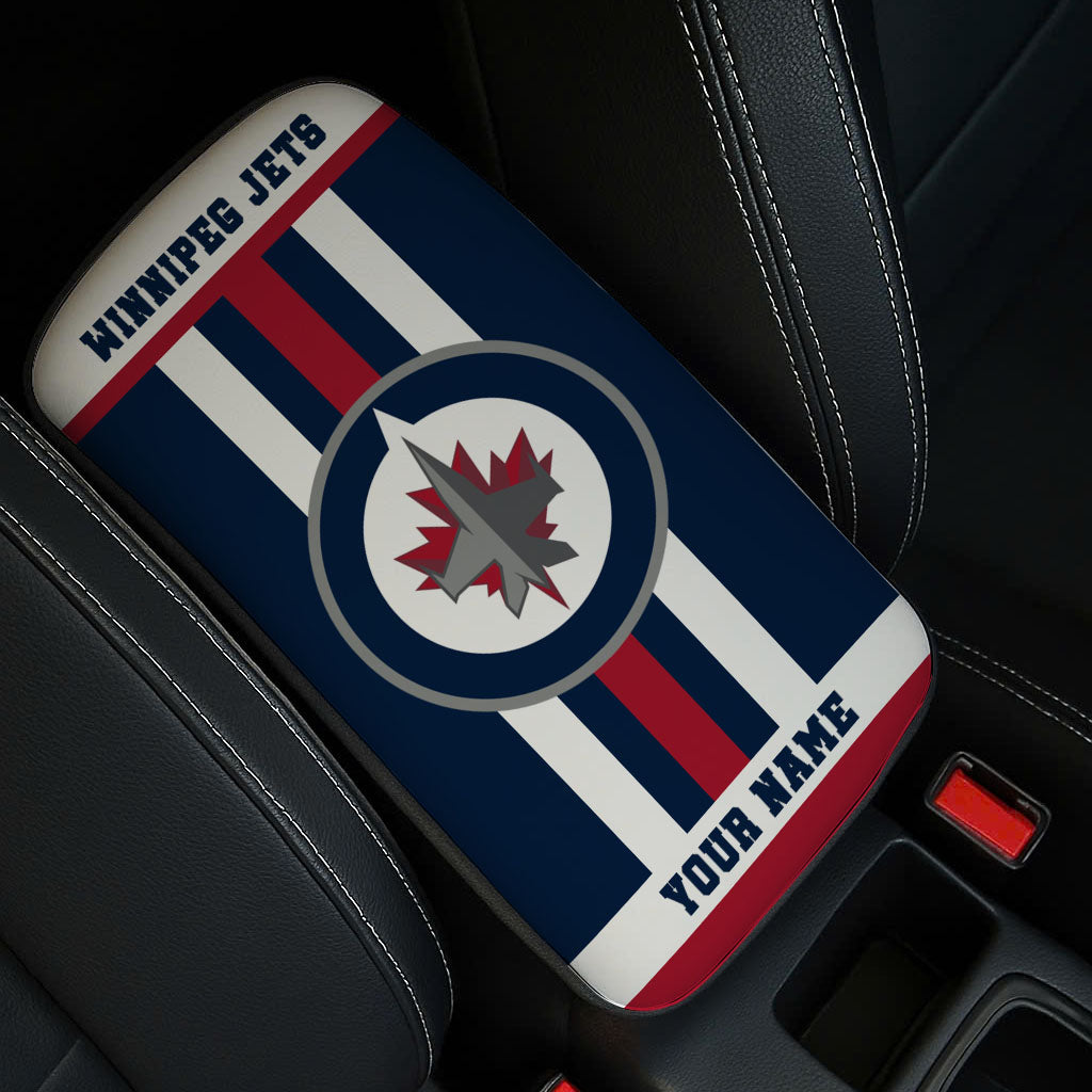 LIMITED EDITION - NEW CUSTOMIZED NHL21 WPJ WINNIPEG JETS CAR ARMREST PAD COVER