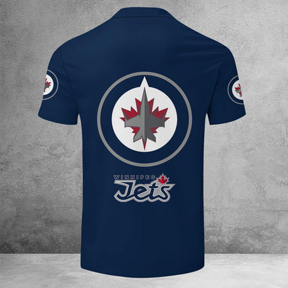 LIMITED EDITION - NEW CUSTOMIZED NHL21 WPJ WINNIPEG JETS ZIP POLO SHIRT