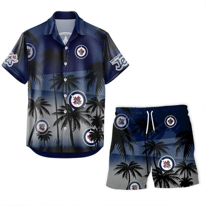 LIMITED EDITION - NEW CUSTOMIZED NHL21 WPJ WINNIPEG JETS UNISEX HAWAIIAN SHIRT & SHORTS SET