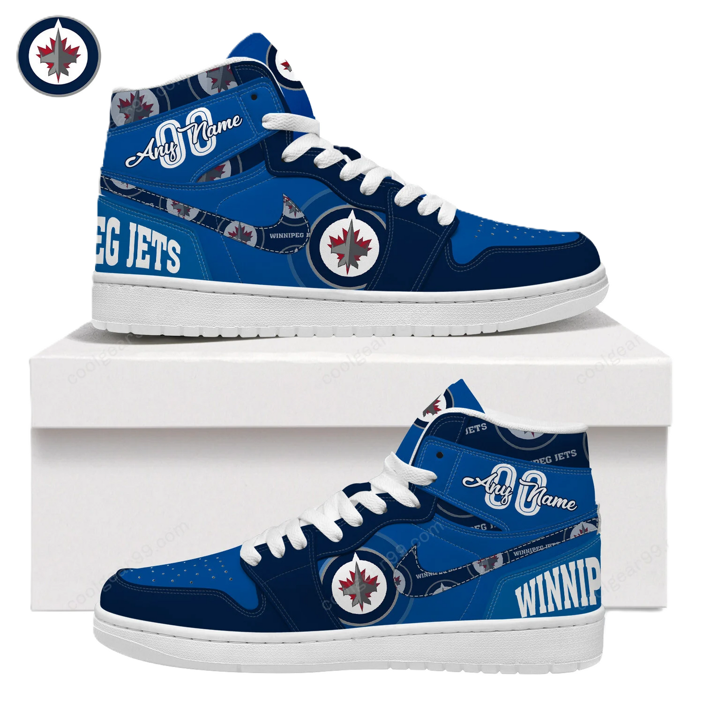 LIMITED EDITION - NEW CUSTOMIZED NHL21 WN JETS AIR JORDAN SNEAKERS
