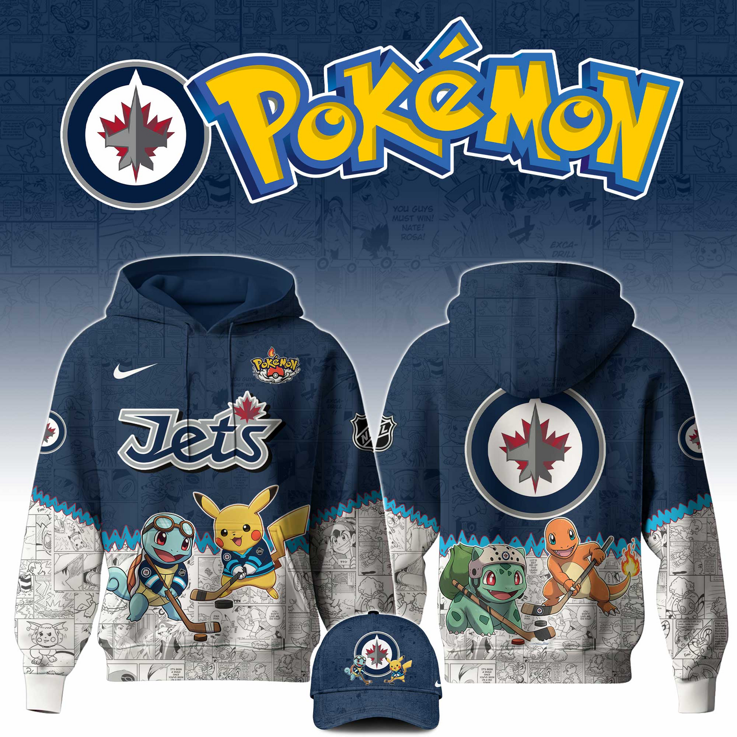 LIMITED EDITION - NEW CUSTOMIZED NHL21 WPJ WINNIPEG JETS X POKÉMON T-SHIRT, SWEATSHIRT, HOODIE & ZIP HOODIE