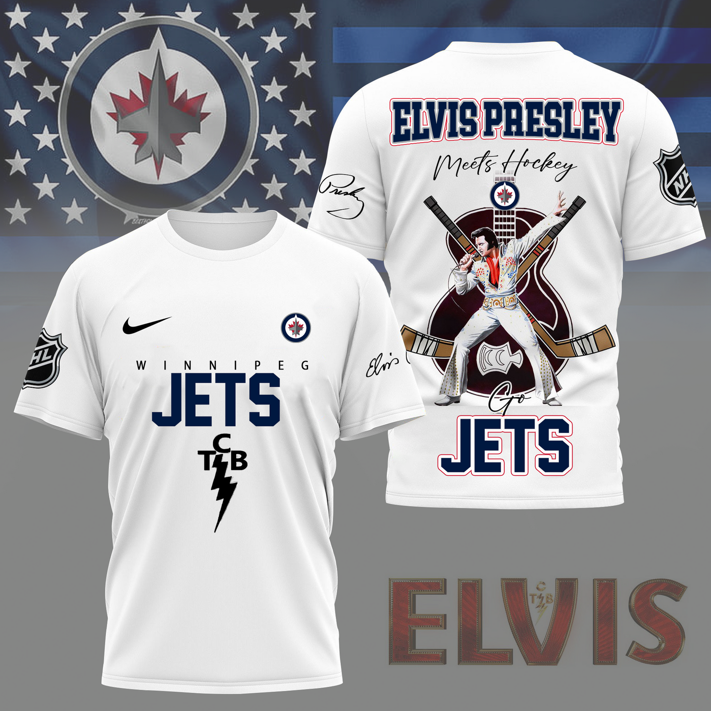 LIMITED EDITION - NEW CUSTOMIZED NHL21 WPJ WINNIPEG JETSX ELVIS PRESLEY FAN 3D SHIRT