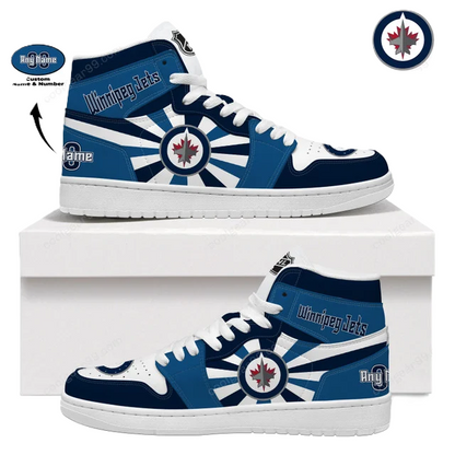 LIMITED EDITION - NEW CUSTOMIZED NHL21 WN JETS AIR JORDAN SNEAKERS