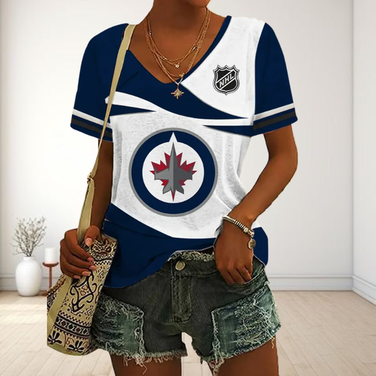 LIMITED EDITION - NEW CUSTOMIZED NHL21 WPJ WINNIPEG JETS V-NECK FEMALE SHIRT