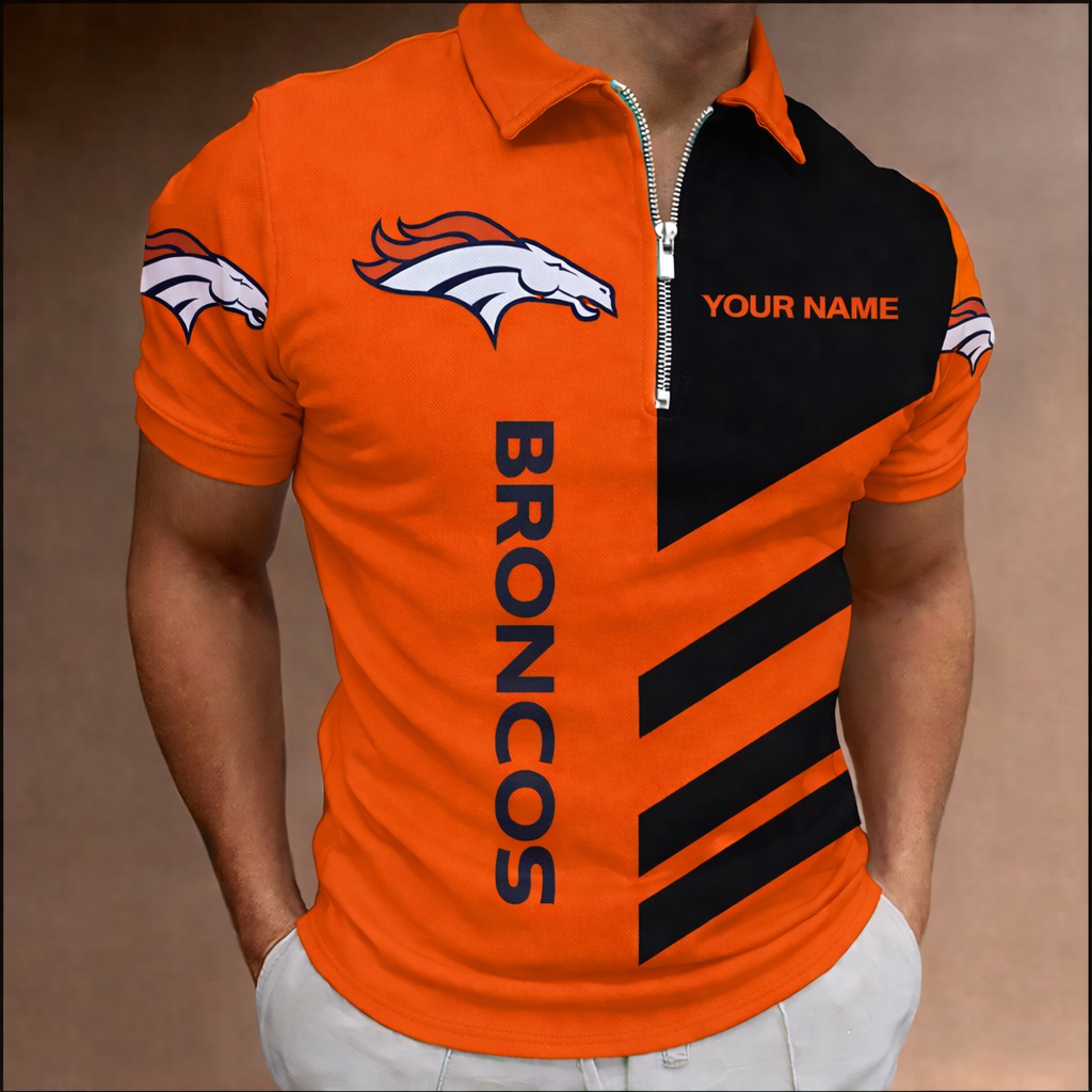 LIMITED EDITION - NEW CUSTOMIZED NFL13 DVB DENVER BRONCOS ZIP POLO SHIRT
