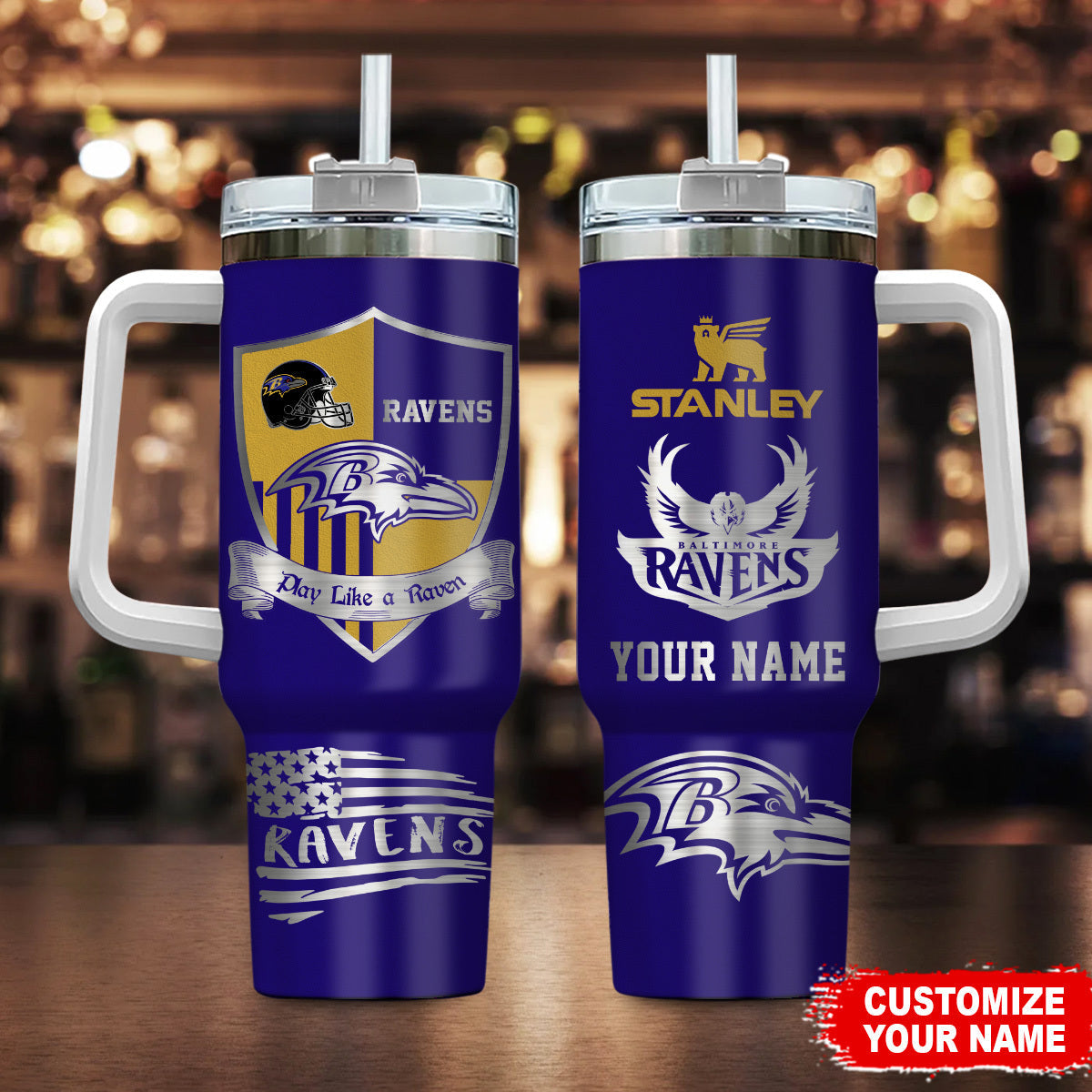 LIMITED EDITION - NEW CUSTOMIZED NFL28 BTR BALTIMORE RAVENS 40 OZ TUMBLER