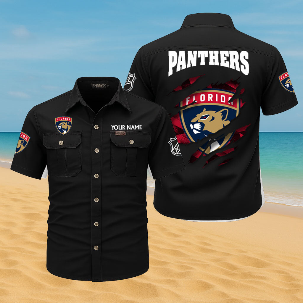 LIMITED EDITION - NEW CUSTOMIZED NHL01 FPT FLORIDA PANTHERS CARGO SHIRT