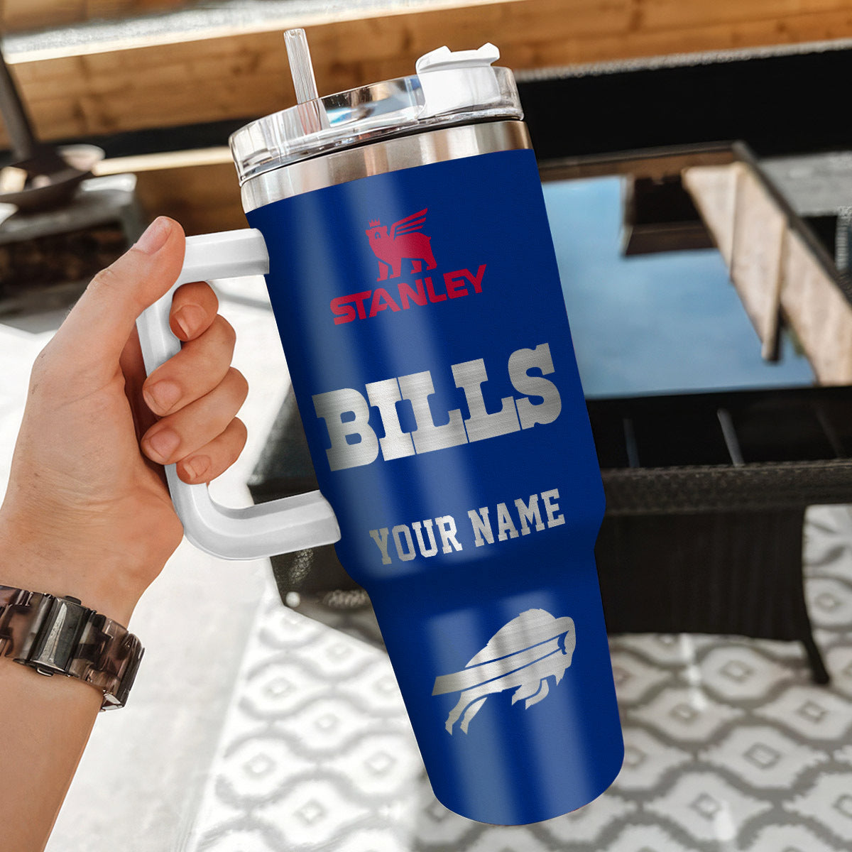 LIMITED EDITION - NEW CUSTOMIZED NFL03 BFB BUFFALO BILLS 40 OZ TUMBLER