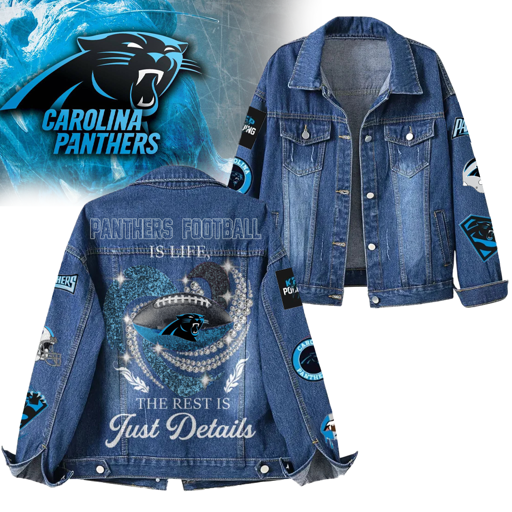 LIMITED EDITION - NEW CUSTOMIZED NFL23 CLP CAROLINA PANTHERS DENIM JACKET