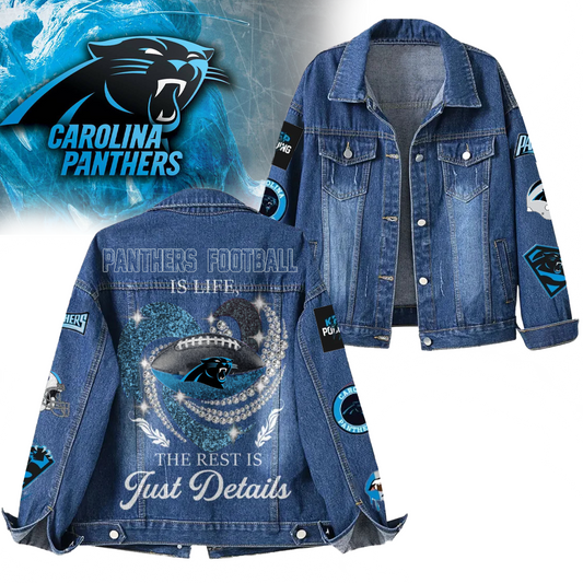 LIMITED EDITION - NEW CUSTOMIZED NFL23 CLP CAROLINA PANTHERS DENIM JACKET
