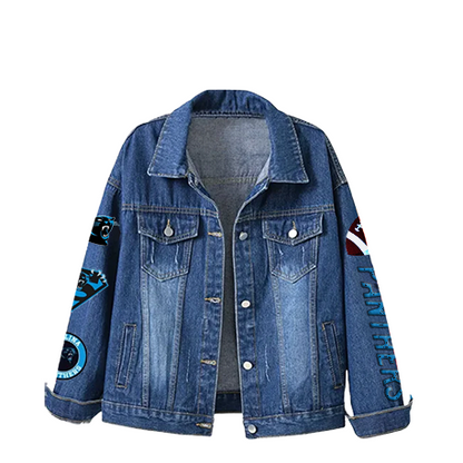 LIMITED EDITION - NEW CUSTOMIZED NFL23 CLP CAROLINA PANTHERS DENIM JACKET