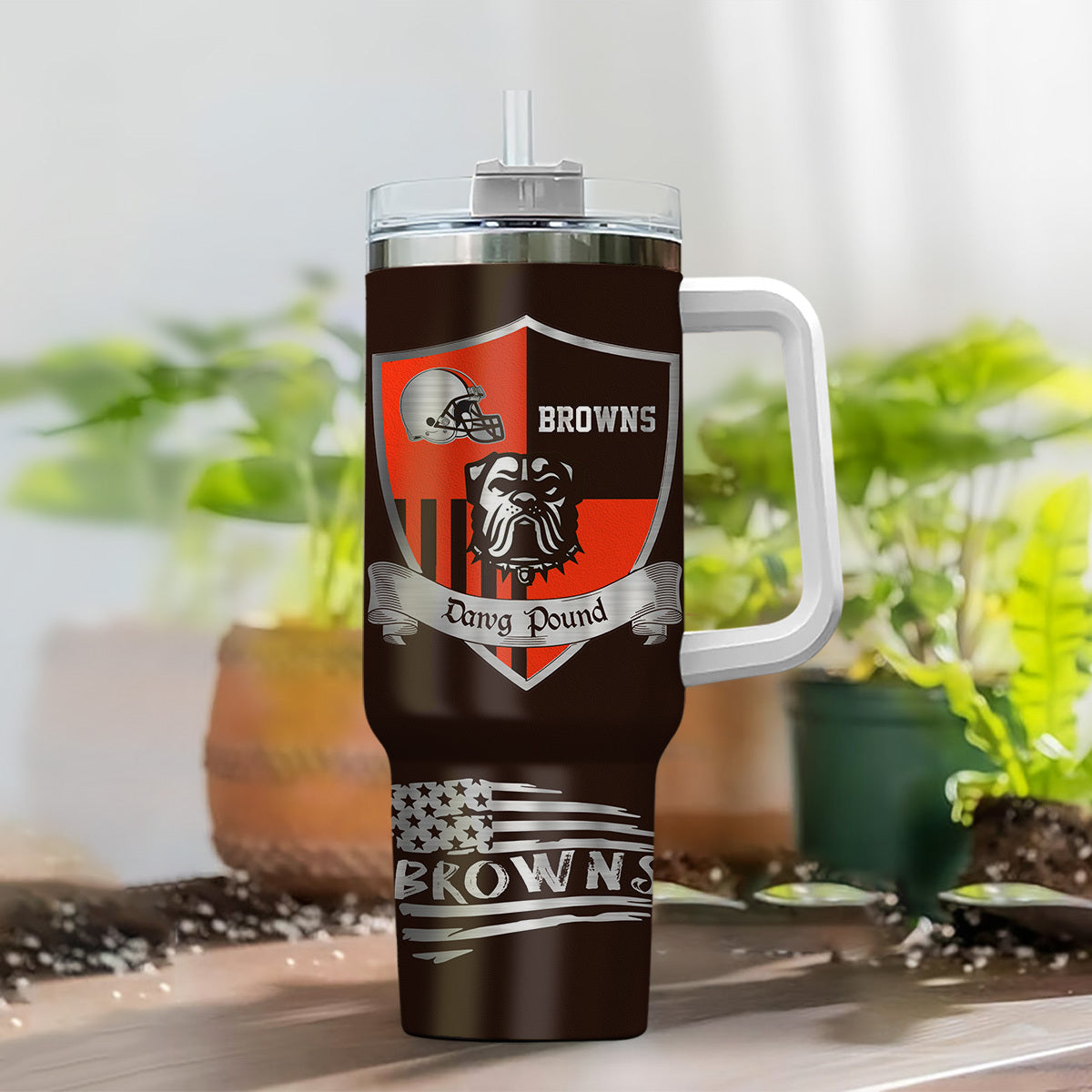 LIMITED EDITION - NEW CUSTOMIZED NFL29 CLB CLEVELAND BROWNS 40 OZ TUMBLER