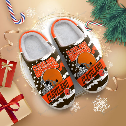 LIMITED EDITION - NEW CUSTOMIZED NFL29 CLB CLEVELAND BROWNS FOAM SLIPPERS