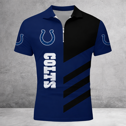 LIMITED EDITION - NEW CUSTOMIZED NFL17 IDC INDIANAPOLIS COLTS ZIP POLO SHIRT