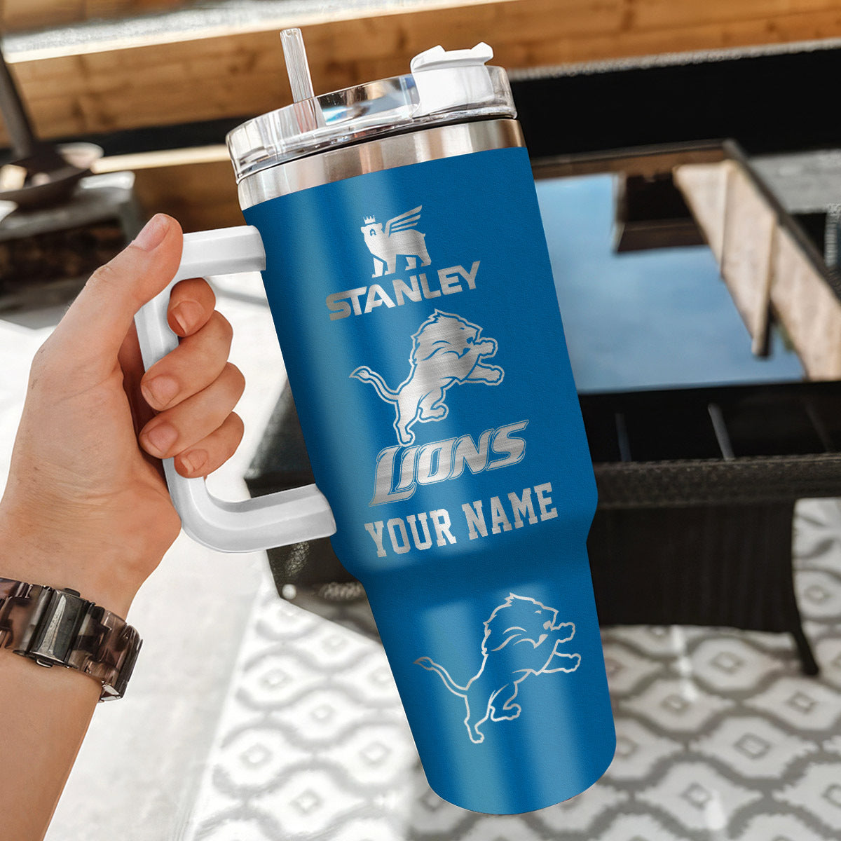 LIMITED EDITION - NEW CUSTOMIZED NFL04 DTL DETROIT LIONS 40 OZ TUMBLER