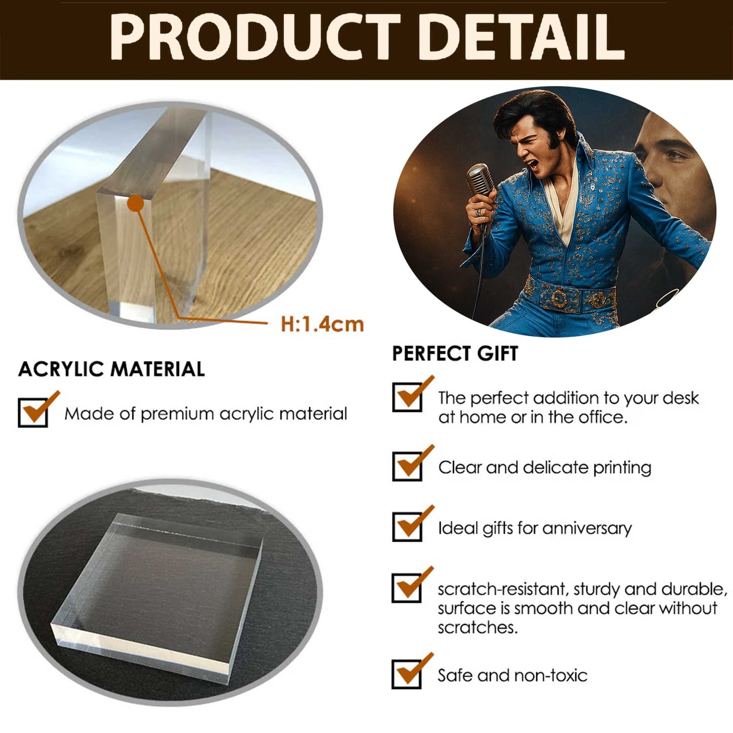 LIMITED EDITION – New Elvis Presley  Acrylic Block ELVIS240925DH03