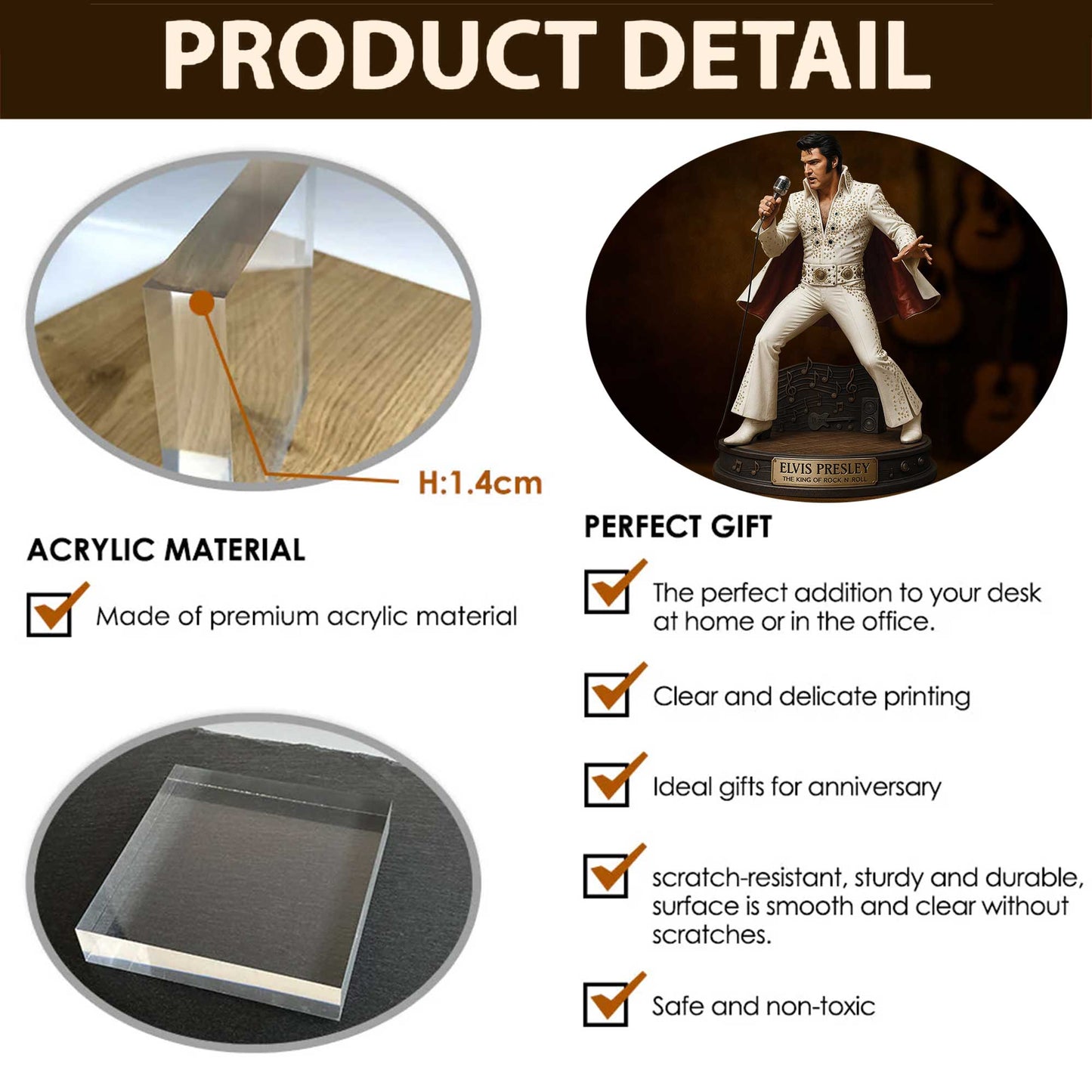 LIMITED EDITION – New Elvis Presley  Acrylic Block ELVIS240925DH04