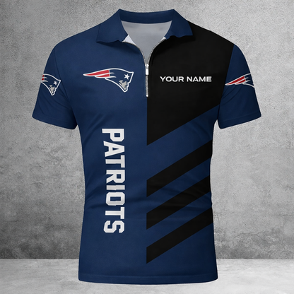 LIMITED EDITION - NEW CUSTOMIZED NFL27 NEP NEW ENGLAND PATRIOTS ZIP POLO SHIRT