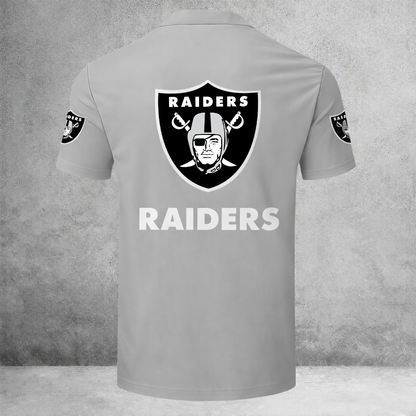 LIMITED EDITION - NEW CUSTOMIZED NFL07 LVR LAS VEGAS RAIDERS ZIP POLO SHIRT