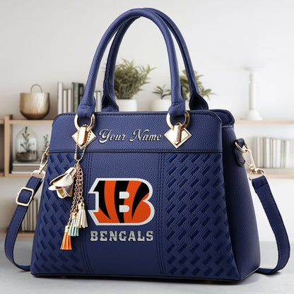 LIMITED EDITION - NEW CUSTOMIZED NFL16 CCB CINCINNATI BENGALS LUXURY HANDBAG IN MULTIPLE COLORS