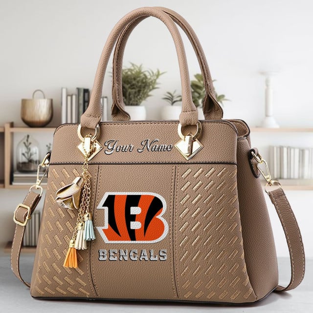 LIMITED EDITION - NEW CUSTOMIZED NFL16 CCB CINCINNATI BENGALS LUXURY HANDBAG IN MULTIPLE COLORS