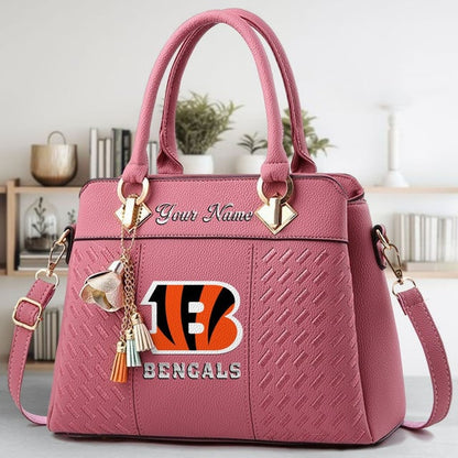 LIMITED EDITION - NEW CUSTOMIZED NFL16 CCB CINCINNATI BENGALS LUXURY HANDBAG IN MULTIPLE COLORS