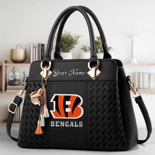 LIMITED EDITION - NEW CUSTOMIZED NFL16 CCB CINCINNATI BENGALS LUXURY HANDBAG IN MULTIPLE COLORS
