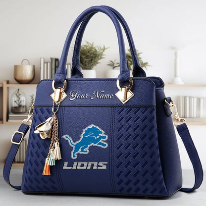 LIMITED EDITION - NEW CUSTOMIZED NFL04 DTL DETROIT LIONS LUXURY HANDBAG IN MULTIPLE COLORS