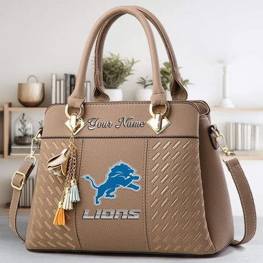 LIMITED EDITION - NEW CUSTOMIZED NFL04 DTL DETROIT LIONS LUXURY HANDBAG IN MULTIPLE COLORS