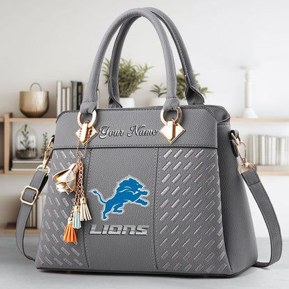 LIMITED EDITION - NEW CUSTOMIZED NFL04 DTL DETROIT LIONS LUXURY HANDBAG IN MULTIPLE COLORS