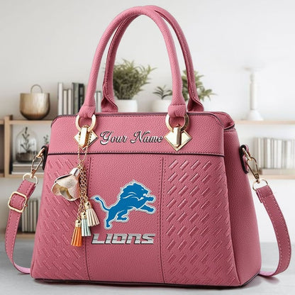 LIMITED EDITION - NEW CUSTOMIZED NFL04 DTL DETROIT LIONS LUXURY HANDBAG IN MULTIPLE COLORS