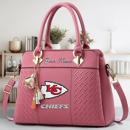 LIMITED EDITION - NEW CUSTOMIZED NFL01 KCC KANSAS CITY CHIEFS LUXURY HANDBAG IN MULTIPLE COLORS