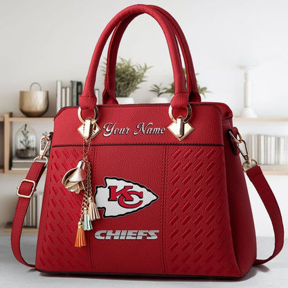 LIMITED EDITION - NEW CUSTOMIZED NFL01 KCC KANSAS CITY CHIEFS LUXURY HANDBAG IN MULTIPLE COLORS