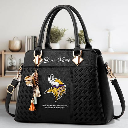 LIMITED EDITION - NEW CUSTOMIZED NFL05 MVK MINNESOTA VIKINGS LUXURY HANDBAG IN MULTIPLE COLORS