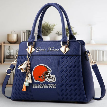 LIMITED EDITION - NEW CUSTOMIZED NFL29 CLB CLEVELAND BROWNS LUXURY HANDBAG IN MULTIPLE COLORS