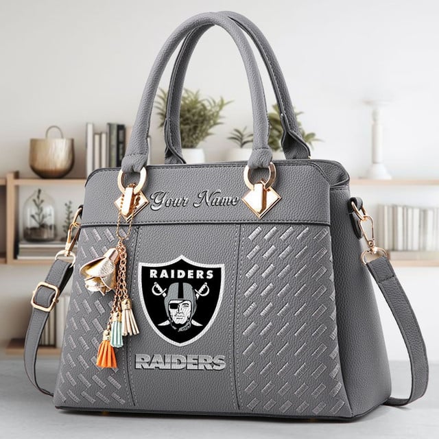 LIMITED EDITION - NEW CUSTOMIZED NFL07 LVR LAS VEGAS RAIDERS LUXURY HANDBAG IN MULTIPLE COLORS