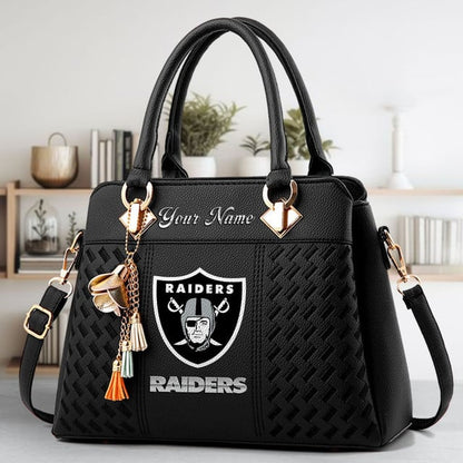 LIMITED EDITION - NEW CUSTOMIZED NFL07 LVR LAS VEGAS RAIDERS LUXURY HANDBAG IN MULTIPLE COLORS