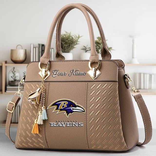 LIMITED EDITION - NEW CUSTOMIZED NFL28 BTR BALTIMORE RAVENS LUXURY HANDBAG IN MULTIPLE COLORS