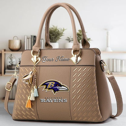 LIMITED EDITION - NEW CUSTOMIZED NFL28 BTR BALTIMORE RAVENS LUXURY HANDBAG IN MULTIPLE COLORS