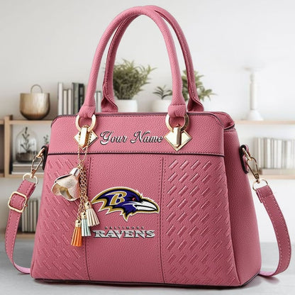 LIMITED EDITION - NEW CUSTOMIZED NFL28 BTR BALTIMORE RAVENS LUXURY HANDBAG IN MULTIPLE COLORS