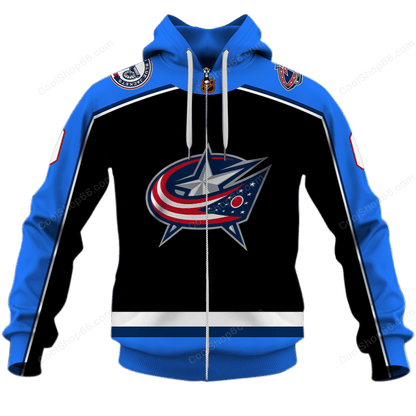 LIMITED EDITION - NEW CUSTOMIZED NHL18 CBJ COLUMBUS BLUE JACKETS UNISEX T-SHIRT, POLO, HOODIE & JACKETS