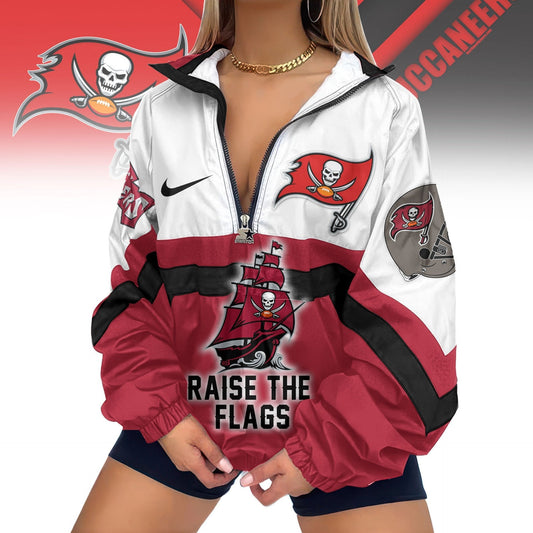 LIMITED EDITION - NEW CUSTOMIZED NFL10 TBB TAMPA BAY BUCCANEERS V-NECK ZIPPER SWEATSHIRT JACKET