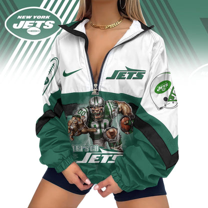 LIMITED EDITION - NEW CUSTOMIZED NFL25 NYJ NEW YORK JETS V-NECK ZIPPER SWEATSHIRT JACKET