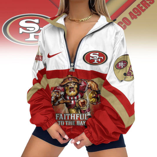 LIMITED EDITION - NEW CUSTOMIZED NFL11 SF49 SAN FRANCISCO 49ERS V-NECK ZIPPER SWEATSHIRT JACKET