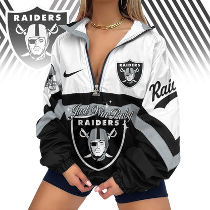 LIMITED EDITION - NEW CUSTOMIZED NFL07 LVR LAS VEGAS RAIDERS V-NECK ZIPPER SWEATSHIRT JACKET